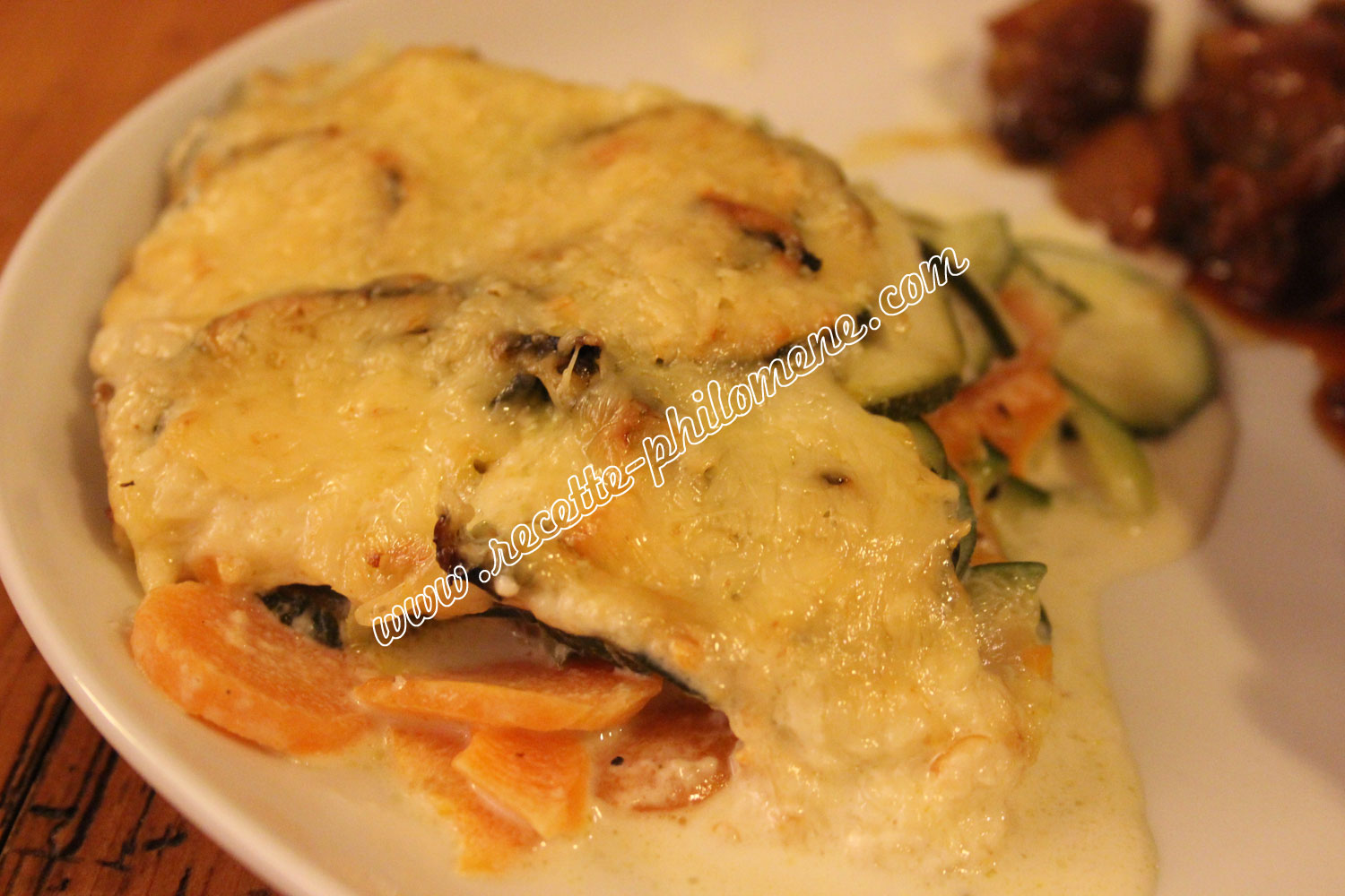 Photo de la recette : Gratin de courgettes et de carottes à la sauce soja