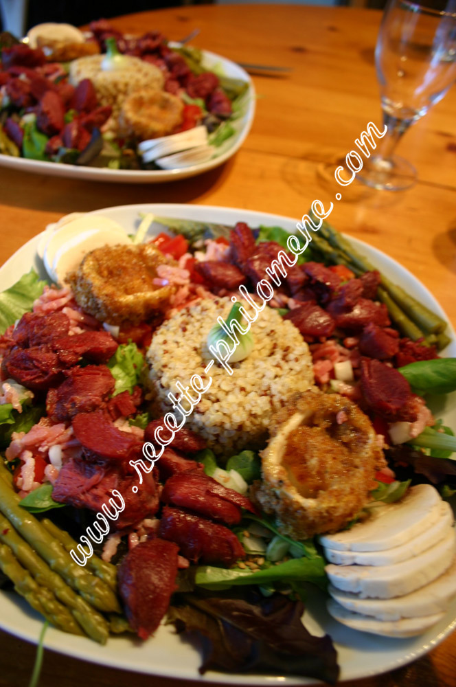 Photo de la recette : Salade de gésiers de canard avec du chèvre chaud